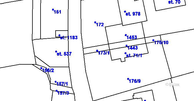 Parcela st. 173/1 v KÚ Parník, Katastrální mapa