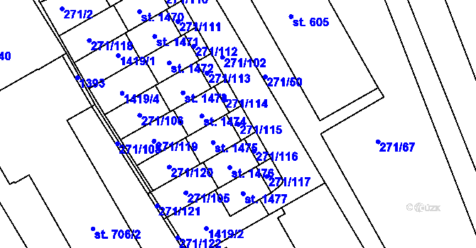 Parcela st. 271/115 v KÚ Parník, Katastrální mapa