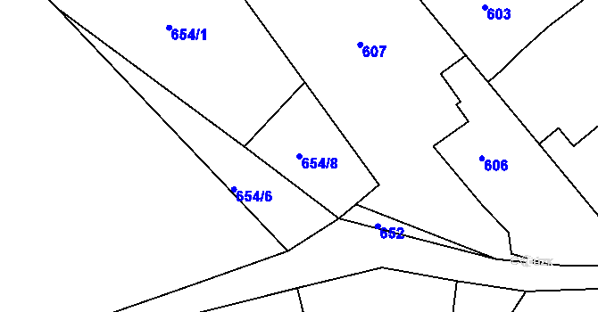 Parcela st. 654/8 v KÚ Česká Ves, Katastrální mapa