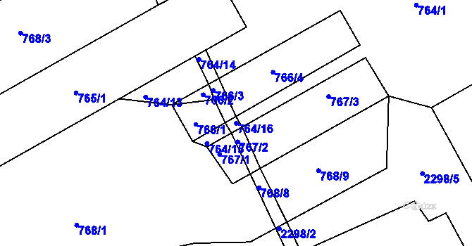 Parcela st. 764/16 v KÚ Česká Ves, Katastrální mapa