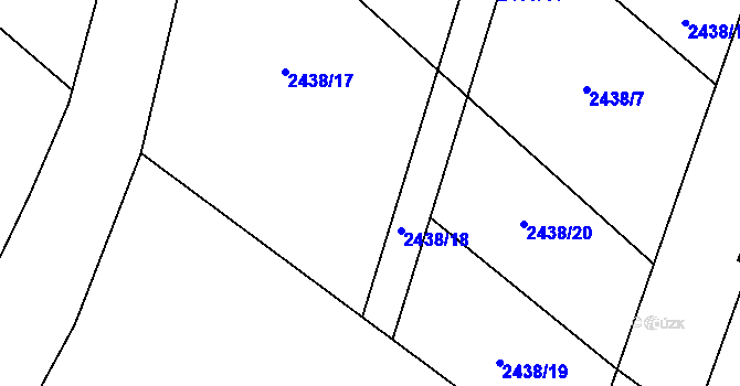 Parcela st. 2438/1 v KÚ Česká Ves, Katastrální mapa