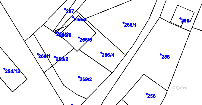 Parcela st. 266/4 v KÚ Česká Ves, Katastrální mapa