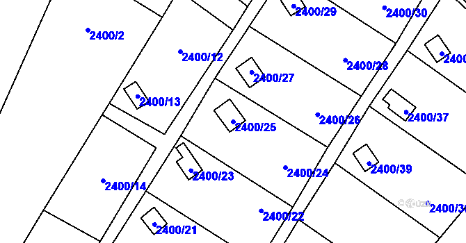 Parcela st. 2400/25 v KÚ Česká Ves, Katastrální mapa
