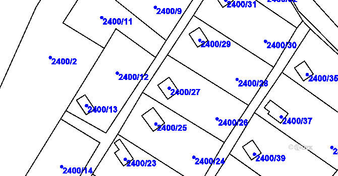 Parcela st. 2400/27 v KÚ Česká Ves, Katastrální mapa