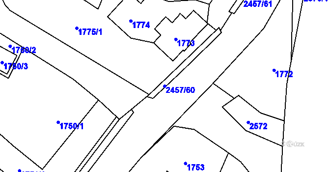 Parcela st. 2457/60 v KÚ Česká Ves, Katastrální mapa