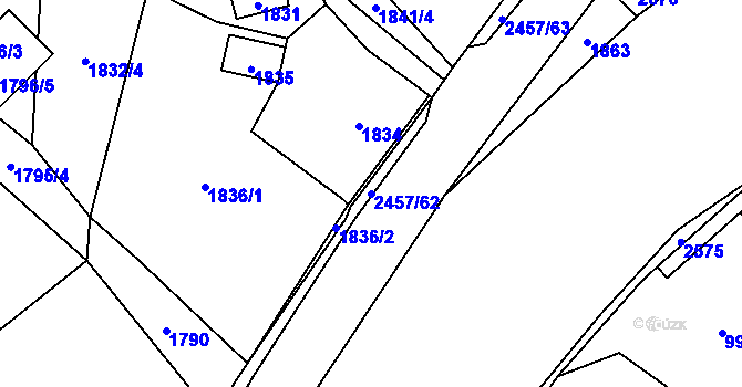 Parcela st. 2457/62 v KÚ Česká Ves, Katastrální mapa