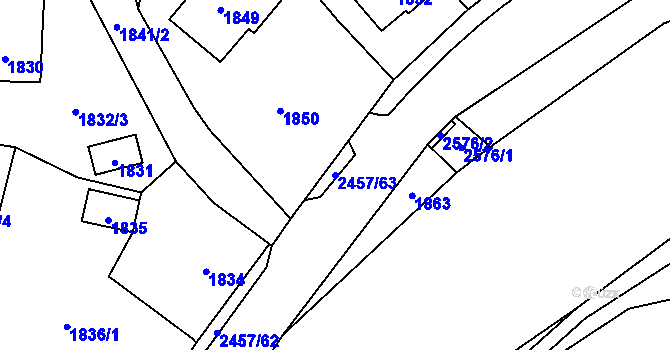 Parcela st. 2457/63 v KÚ Česká Ves, Katastrální mapa