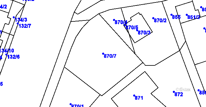 Parcela st. 870/7 v KÚ Česká Ves, Katastrální mapa