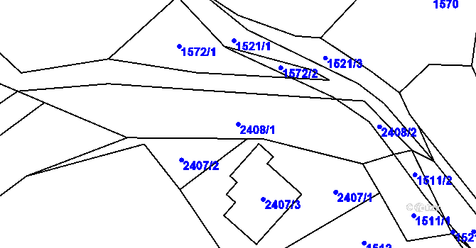 Parcela st. 2408/1 v KÚ Česká Ves, Katastrální mapa