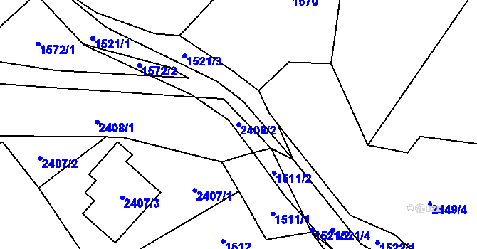 Parcela st. 2408/2 v KÚ Česká Ves, Katastrální mapa