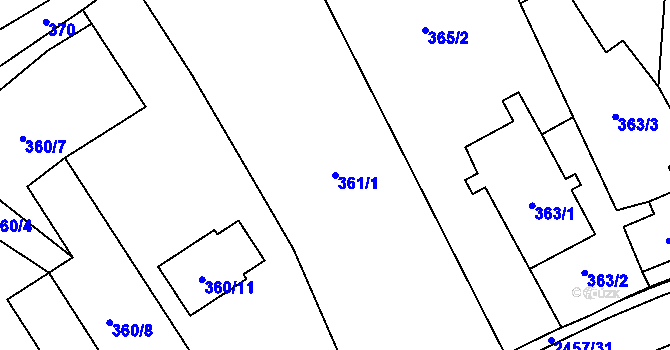 Parcela st. 361/1 v KÚ Česká Ves, Katastrální mapa
