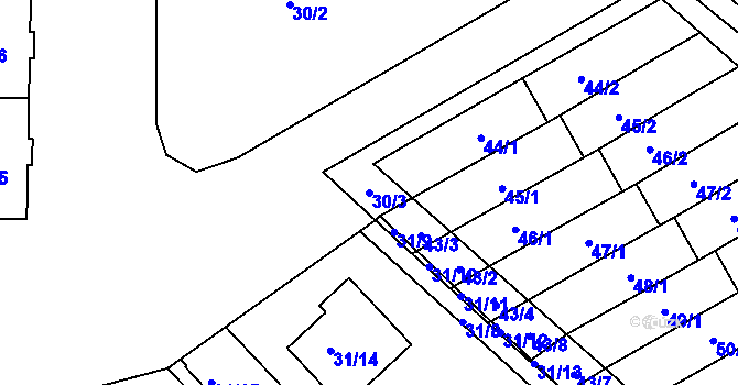 Parcela st. 30/3 v KÚ Česká Ves, Katastrální mapa