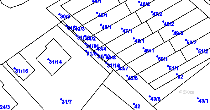 Parcela st. 43/8 v KÚ Česká Ves, Katastrální mapa