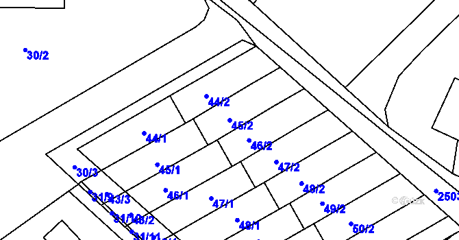 Parcela st. 45/2 v KÚ Česká Ves, Katastrální mapa