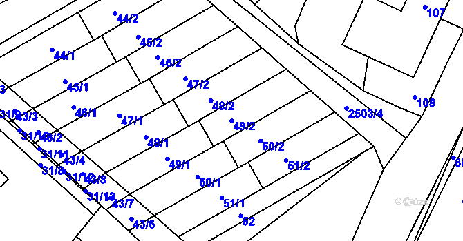 Parcela st. 49/2 v KÚ Česká Ves, Katastrální mapa
