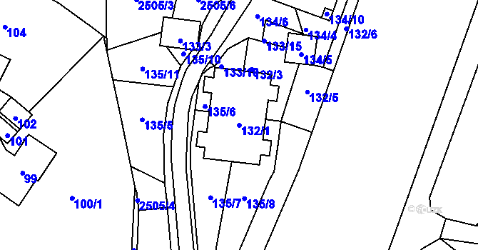Parcela st. 132/1 v KÚ Česká Ves, Katastrální mapa
