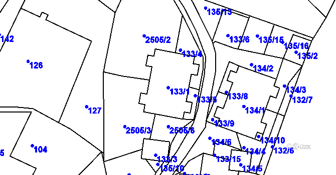 Parcela st. 133/1 v KÚ Česká Ves, Katastrální mapa