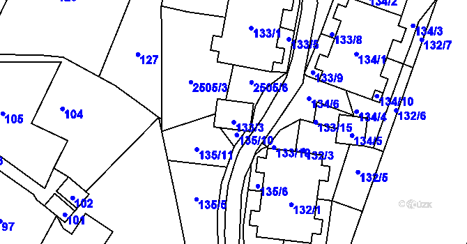 Parcela st. 133/3 v KÚ Česká Ves, Katastrální mapa