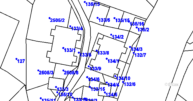 Parcela st. 133/8 v KÚ Česká Ves, Katastrální mapa