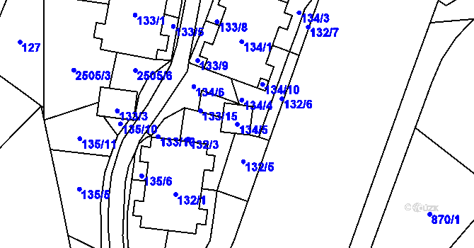 Parcela st. 134/5 v KÚ Česká Ves, Katastrální mapa