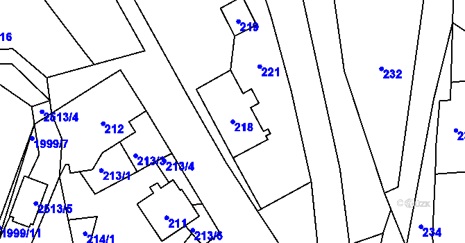 Parcela st. 218 v KÚ Česká Ves, Katastrální mapa