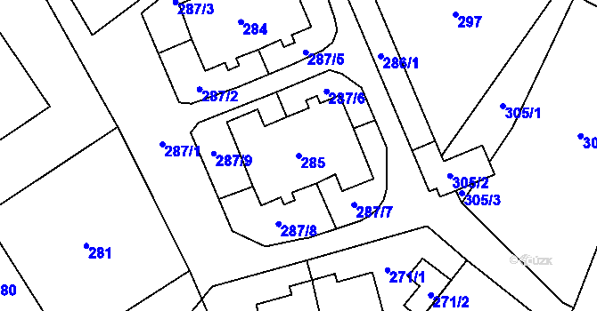 Parcela st. 285 v KÚ Česká Ves, Katastrální mapa