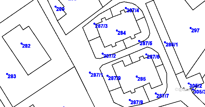 Parcela st. 287/2 v KÚ Česká Ves, Katastrální mapa