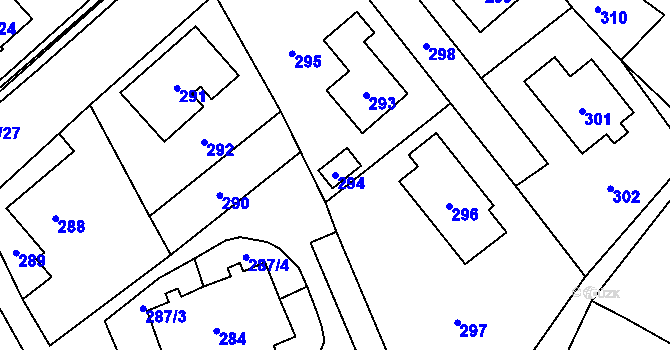 Parcela st. 294 v KÚ Česká Ves, Katastrální mapa