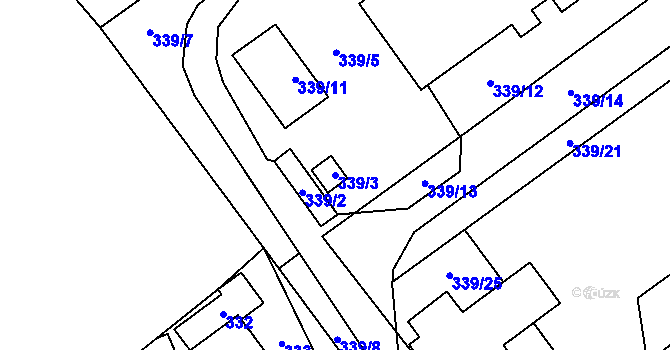 Parcela st. 339/3 v KÚ Česká Ves, Katastrální mapa