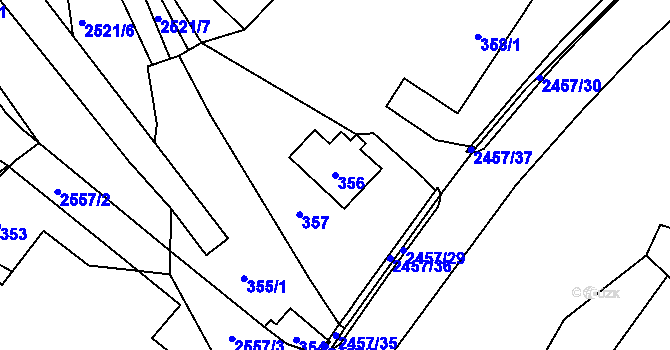 Parcela st. 356 v KÚ Česká Ves, Katastrální mapa