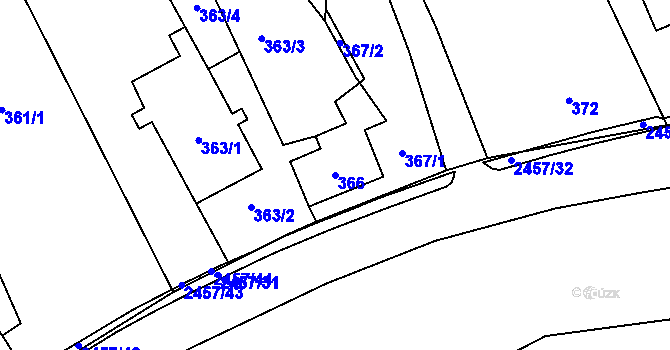 Parcela st. 366 v KÚ Česká Ves, Katastrální mapa