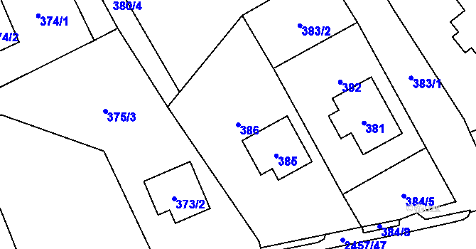 Parcela st. 386 v KÚ Česká Ves, Katastrální mapa