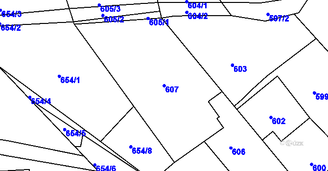 Parcela st. 607 v KÚ Česká Ves, Katastrální mapa