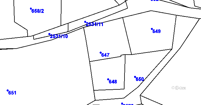 Parcela st. 647 v KÚ Česká Ves, Katastrální mapa