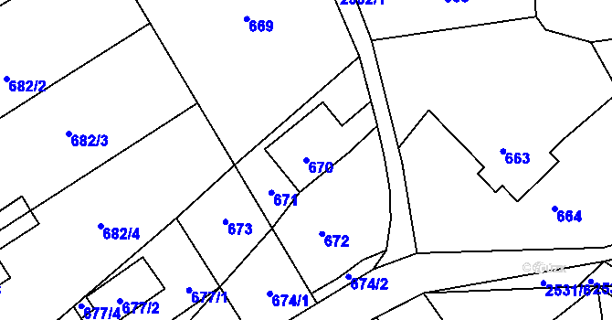 Parcela st. 670 v KÚ Česká Ves, Katastrální mapa
