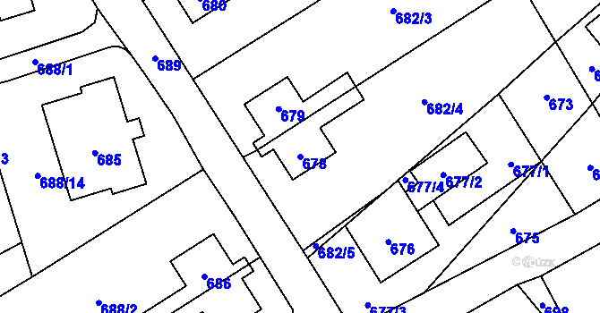 Parcela st. 678 v KÚ Česká Ves, Katastrální mapa