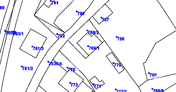 Parcela st. 769/1 v KÚ Česká Ves, Katastrální mapa
