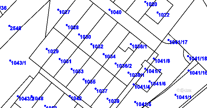 Parcela st. 1034 v KÚ Česká Ves, Katastrální mapa