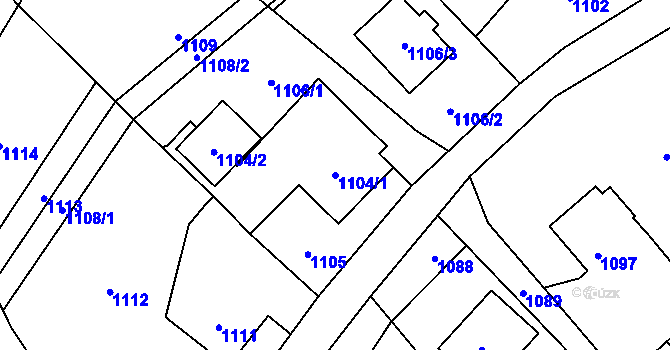 Parcela st. 1104/1 v KÚ Česká Ves, Katastrální mapa