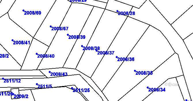 Parcela st. 2008/37 v KÚ Česká Ves, Katastrální mapa