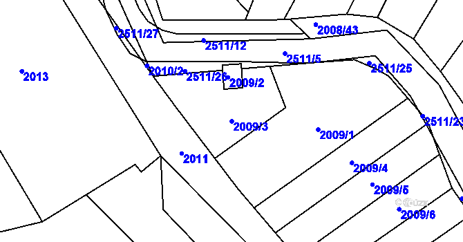 Parcela st. 2009/3 v KÚ Česká Ves, Katastrální mapa