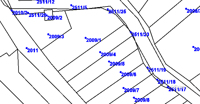 Parcela st. 2009/4 v KÚ Česká Ves, Katastrální mapa