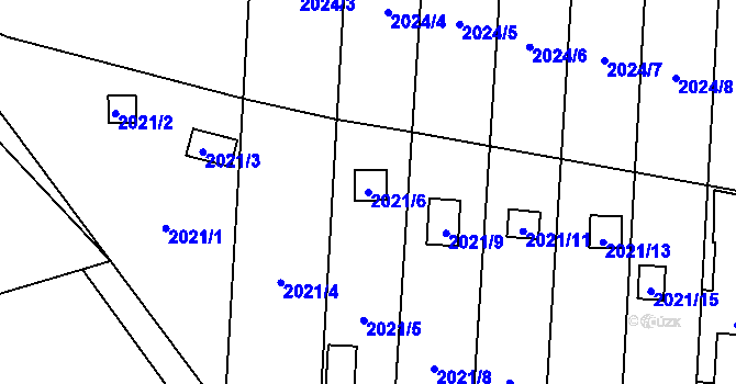 Parcela st. 2021/6 v KÚ Česká Ves, Katastrální mapa