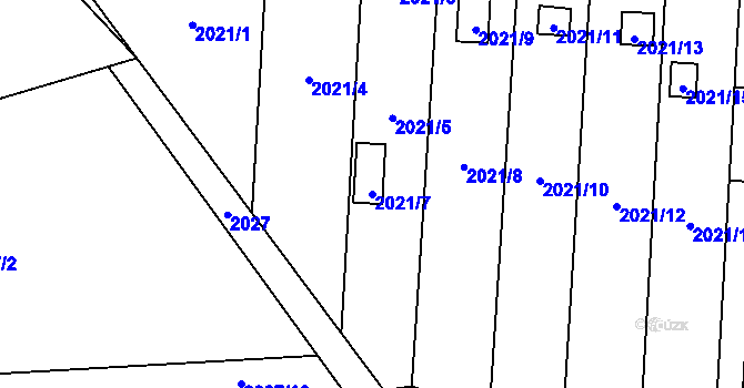 Parcela st. 2021/7 v KÚ Česká Ves, Katastrální mapa