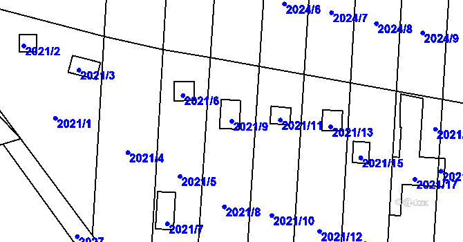 Parcela st. 2021/9 v KÚ Česká Ves, Katastrální mapa