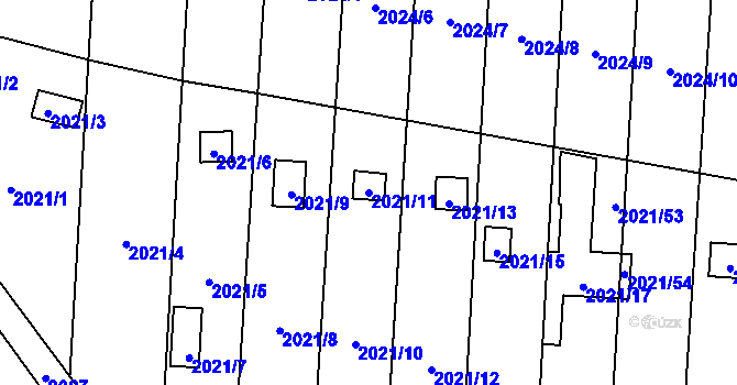 Parcela st. 2021/11 v KÚ Česká Ves, Katastrální mapa