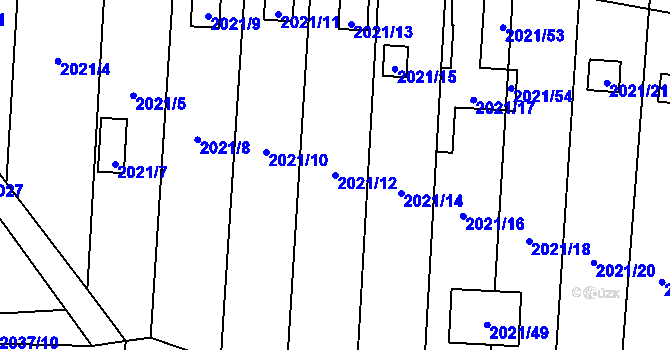 Parcela st. 2021/12 v KÚ Česká Ves, Katastrální mapa