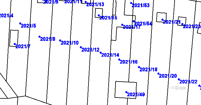 Parcela st. 2021/14 v KÚ Česká Ves, Katastrální mapa