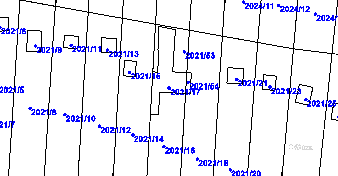 Parcela st. 2021/17 v KÚ Česká Ves, Katastrální mapa