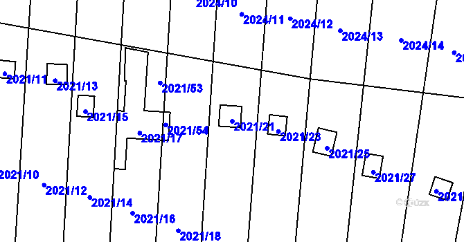 Parcela st. 2021/21 v KÚ Česká Ves, Katastrální mapa